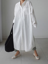 Loose Thin Solid Color Lapel Casual Shirt Dress